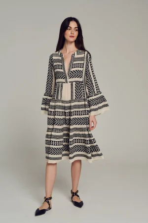 Devotion TWINS Ella Midi-Black/Offwhite^Women Dresses
