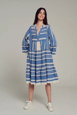 Devotion TWINS Ella Midi-Blue/Offwhite^Women Dresses
