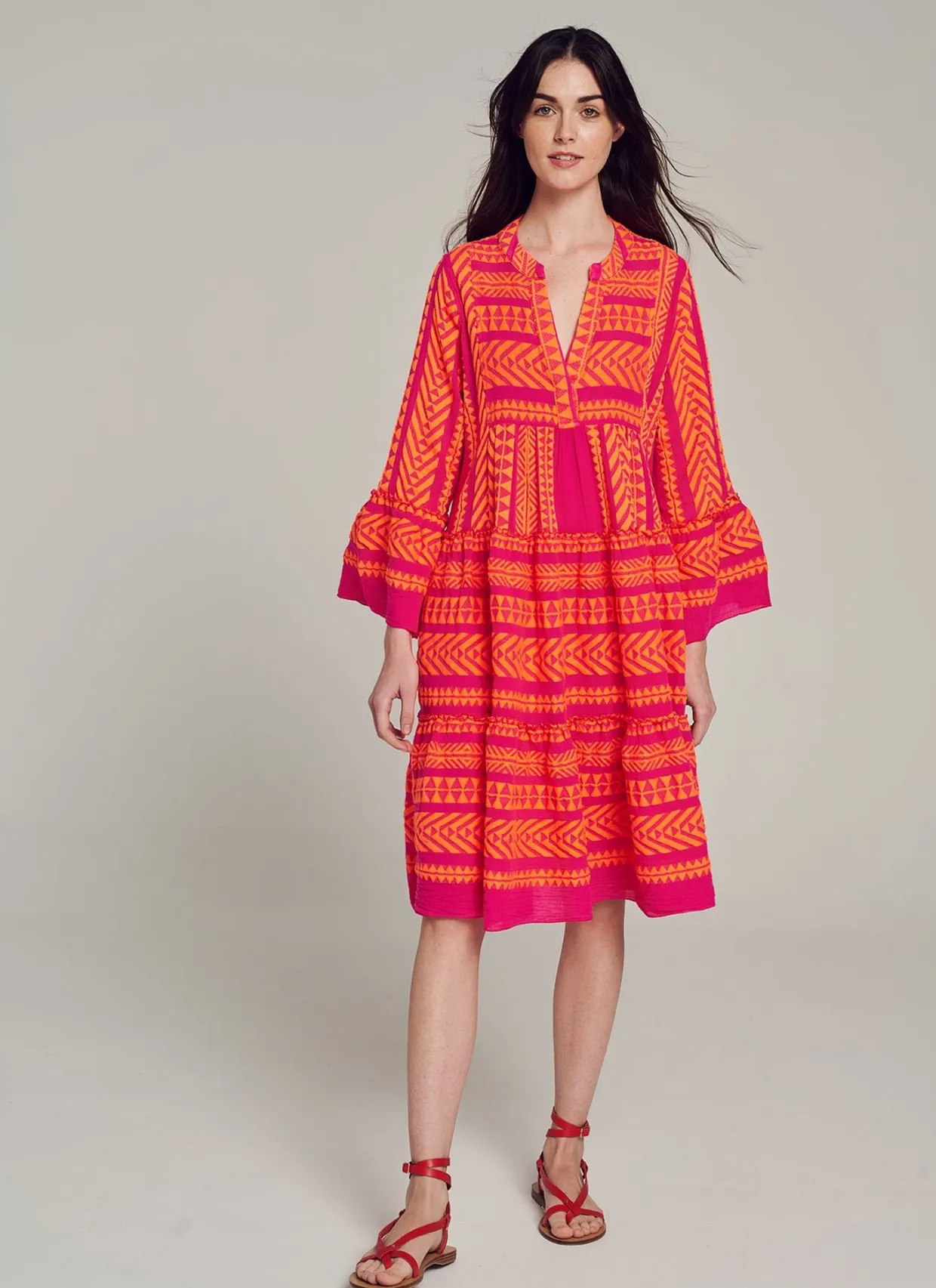 Devotion TWINS Ella Midi-N.Orange/Fushia^Women Dresses