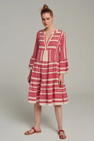 Devotion TWINS Ella Midi-Red/Offwhite^Women Dresses