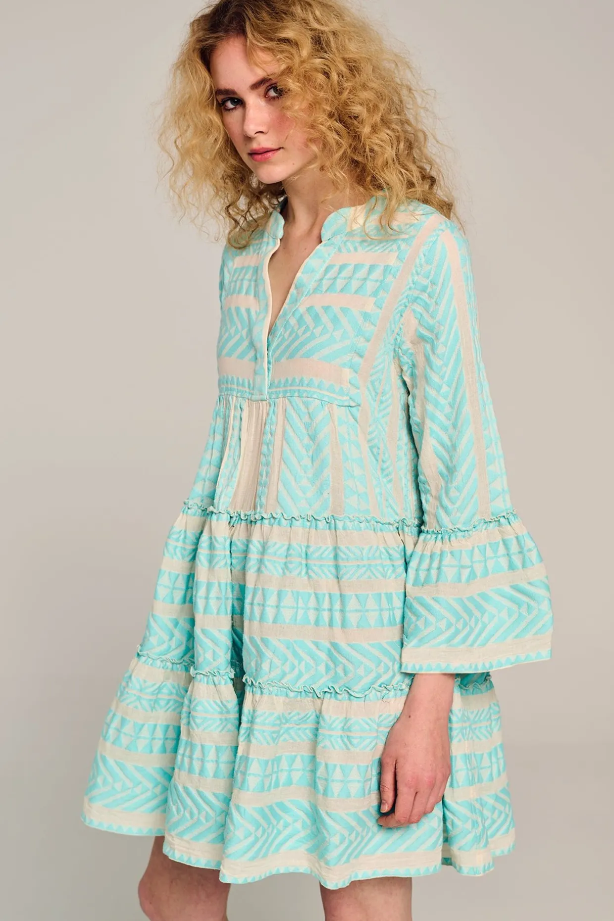 Devotion TWINS Ella Short-B.Blue/Offwhite^Women Dresses
